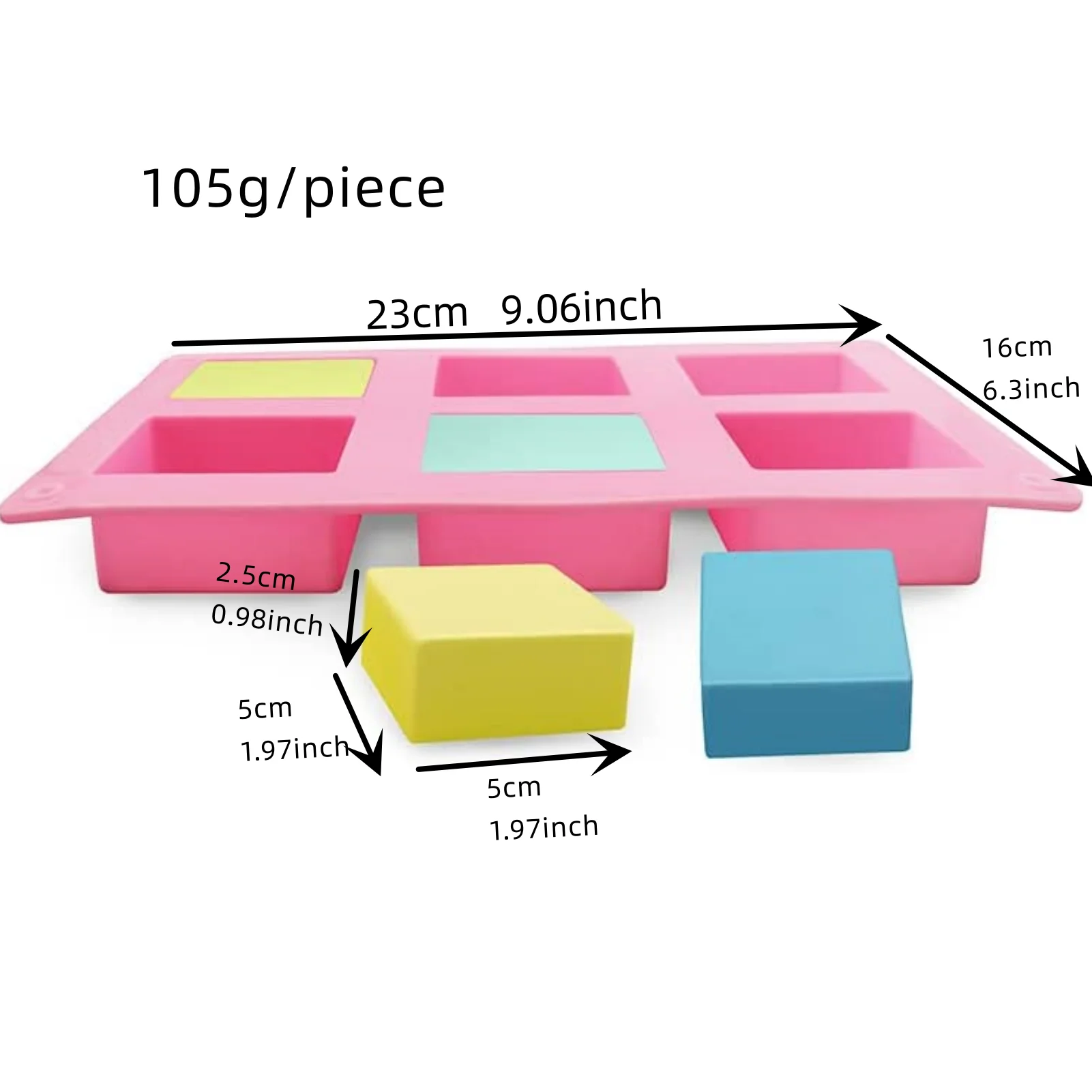 2 Pieces Square Soap Mold Small Silicone Chocolate Making Tool Multifunction Silicon Cake Mould Square Candy Tray