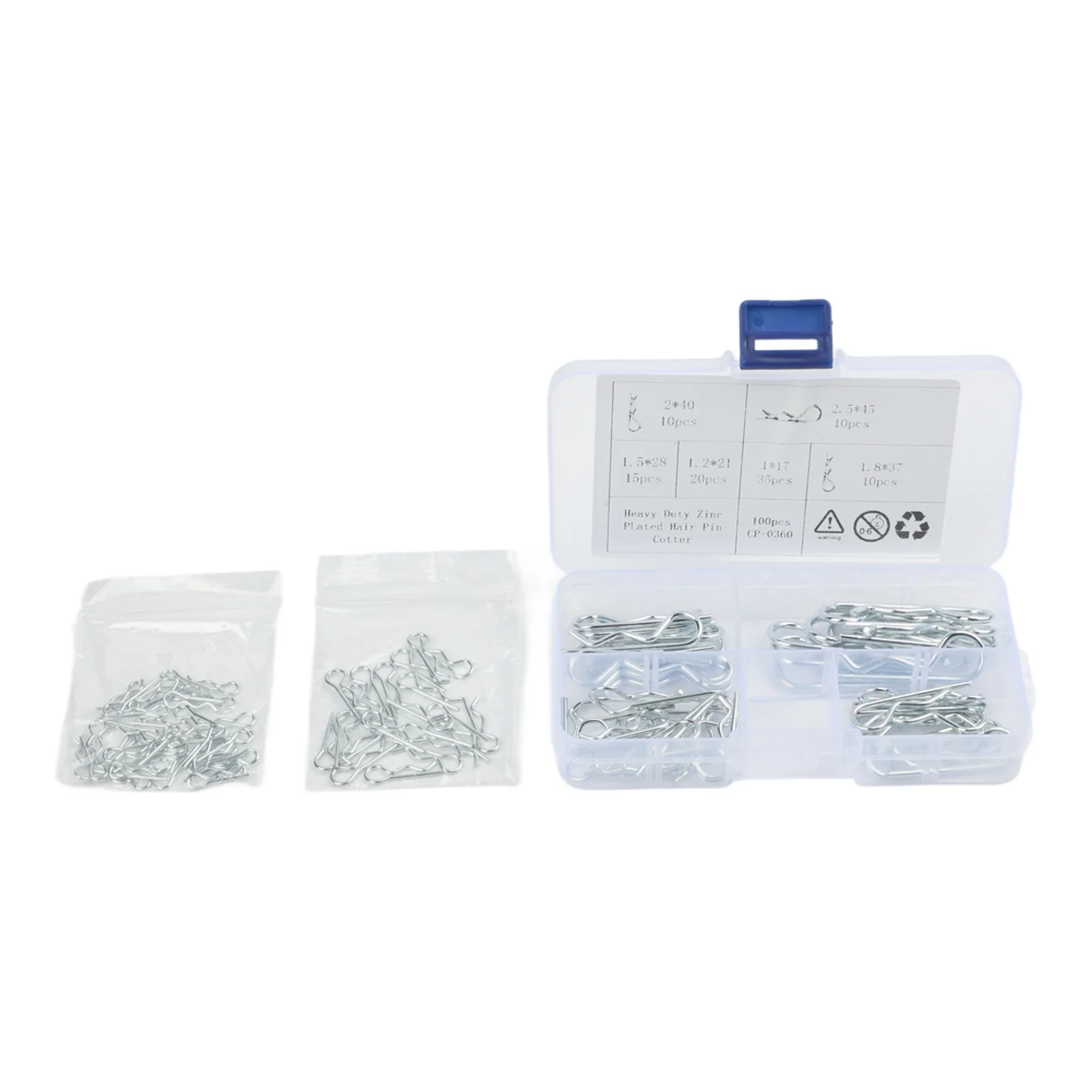Zinc Plated R Type Cotter Pin Assortment 100PCS for Automotive Suspension Steering and Mechanical Assembly Projects
