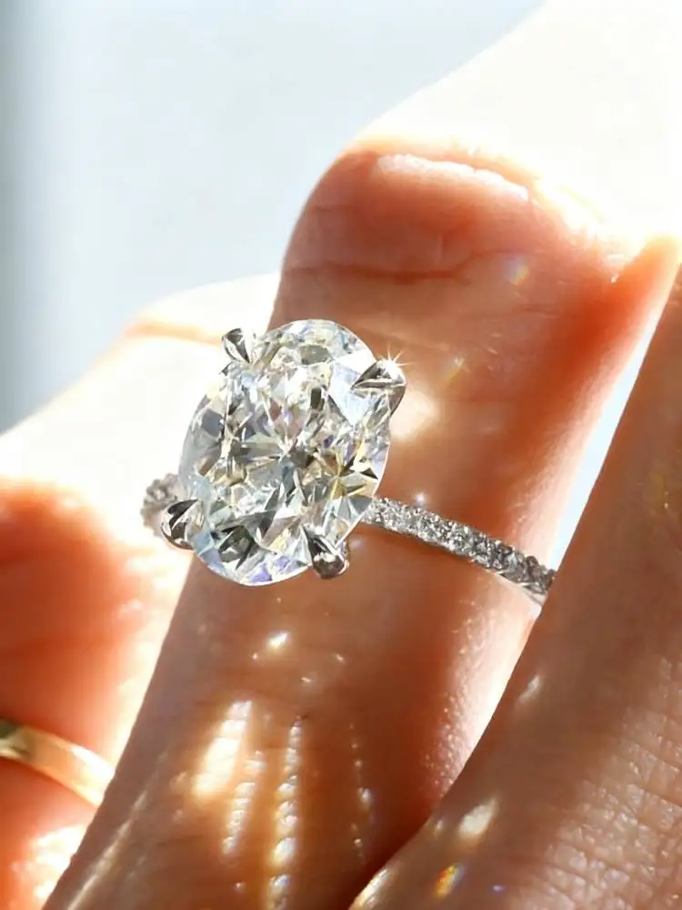 

DWJ 1 карат настоящее овальное кольцо с бриллиантом из муассанита для женщин, стерлинговое серебро 925 пробы, юбилейная вечеринка, великолепные ювелирные изделия высокого качества