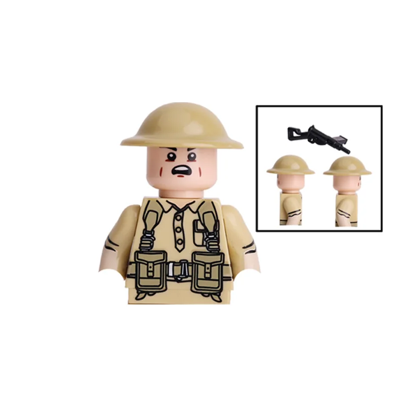 MOC WW2 Military Building Block British City Figure Soldier Army Gun Weapon Newspaper Hat Accessories Toys Boys Gifts