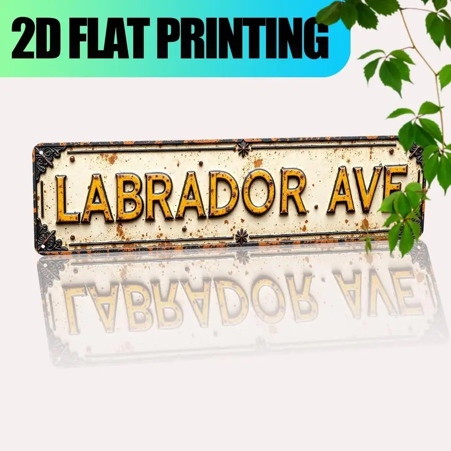 1/5/10/20/50/100pcs 2D Flat, Vintage Labrador Street Sign - Wall-Mounted Retro Labrador Plaque, Suitable for Home, Man Cave, Caf