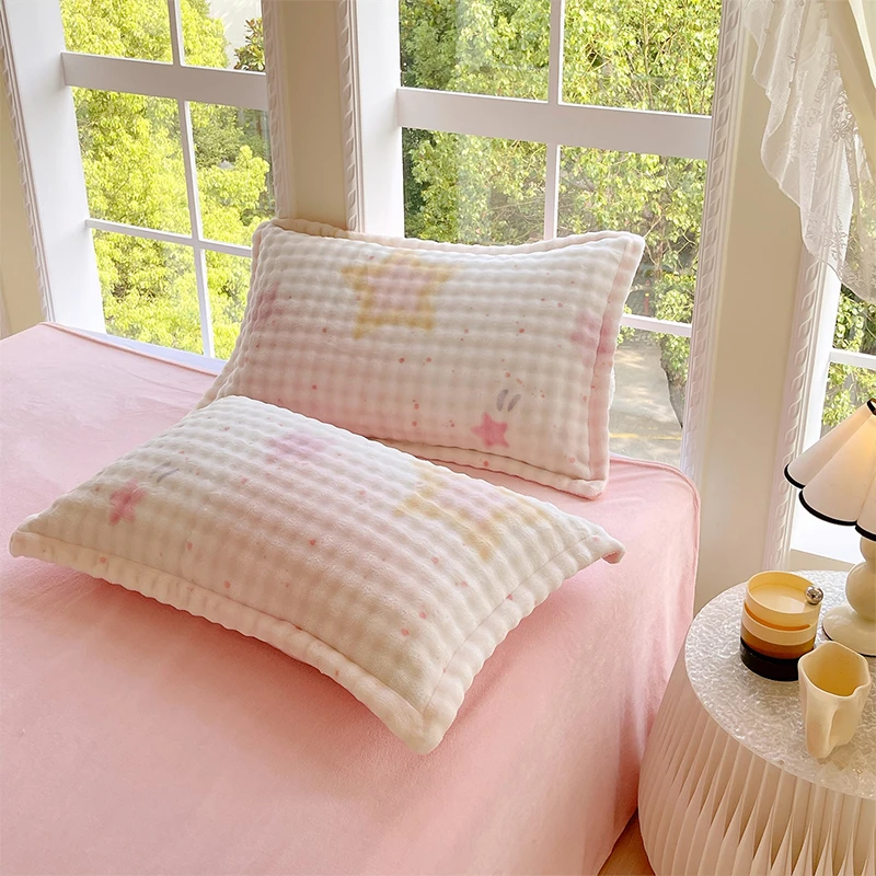 

Faux Rabbit Fur Milk Bubble Velvet Single Pillowcase Warm Thick Pillowcase For Fleece Pluffy Cover Cartoon Design Pillowcase