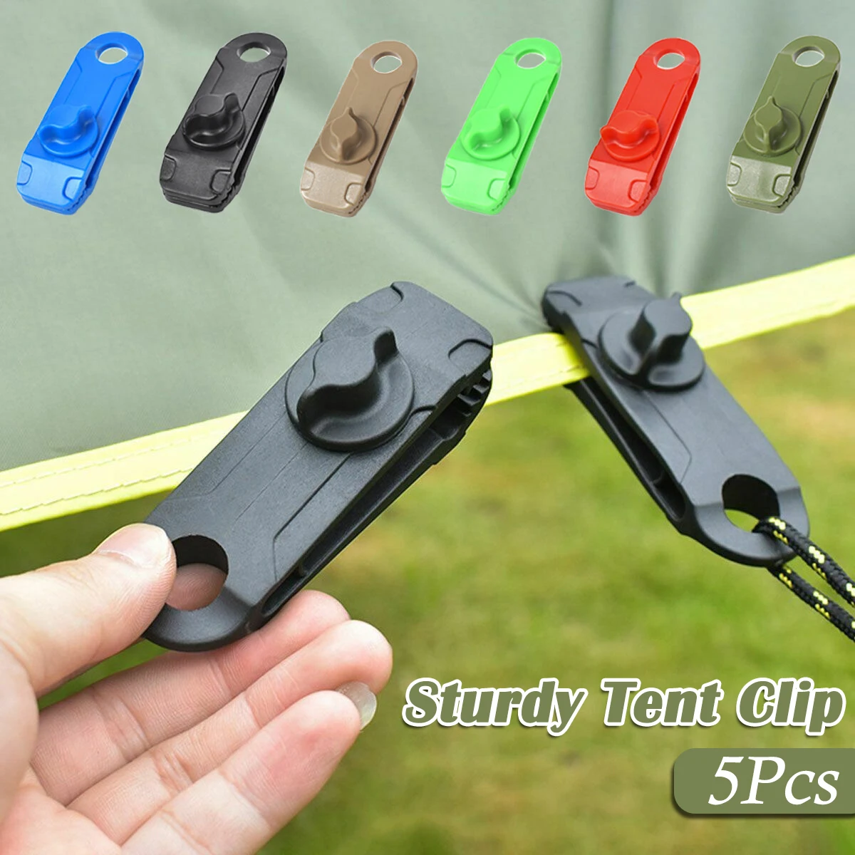 5Pcs Sturdy Tent Clip Windproof Fixing Clips Camping Heavy-d