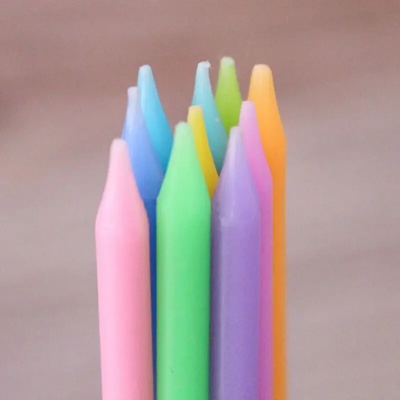 1Set Long Rainbow Cake Candles Birthday Candles Long Thin Candles In Holders for Birthday Wedding Party Cake Decorations