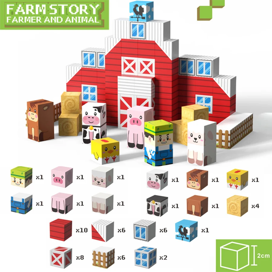 

Магнитная игрушка-конструктор Farm Story. Детские развивающие игрушки, легко собираемые магнитные игрушки из строительных блоков.