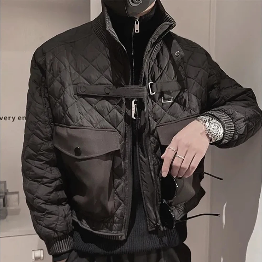 Mens Spring Imitation Silk Cotton Jacket Short Patchwork Warm Casual Jacket Fashion Cargo Versatile Tops Men'S Clothing 2026 New