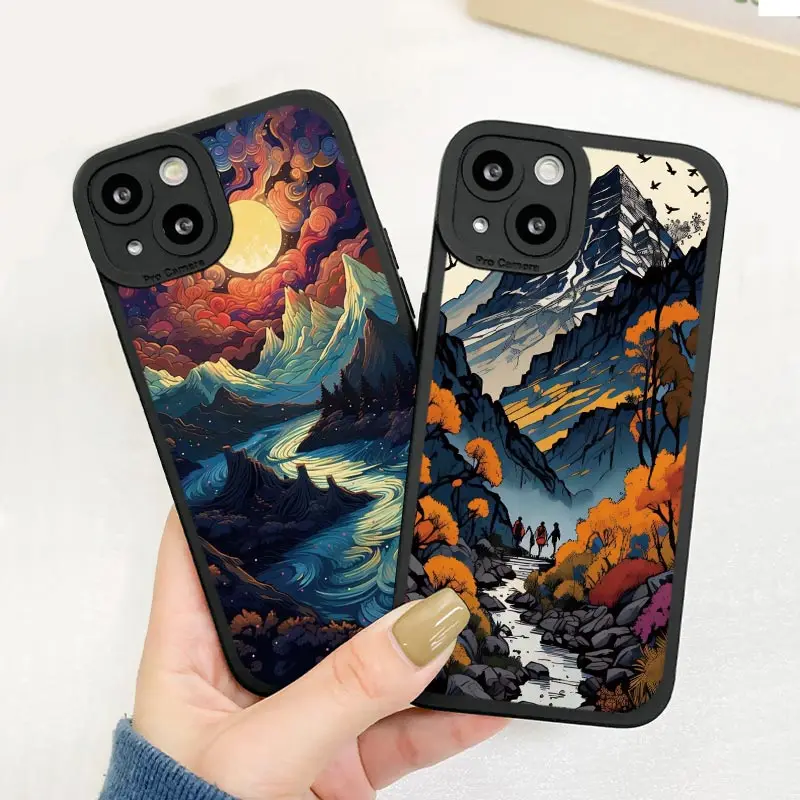 Sunrise Scenery Phone Case For iPhone 15 14 Plus Pro Max 13 12 11 Pro Max XR X XS 7 8 Plus Gorgeous Mountain River Soft Covers