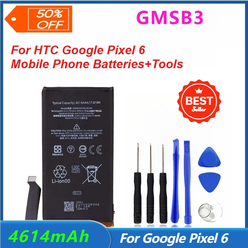 

GMSB3 4614mAh Replacement Battery for HTC Google Pixel 6 Pixel6 Mobile Phone Batteries +Tools