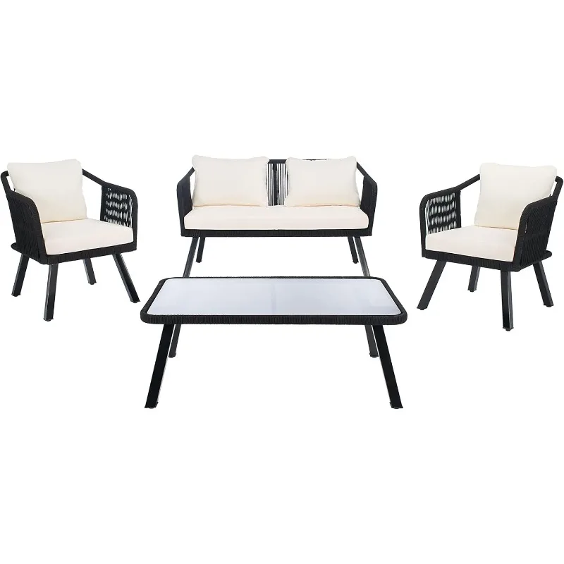 Outdoor Collectie Rieten Kussens Touw Patio Achtertuin Living Set