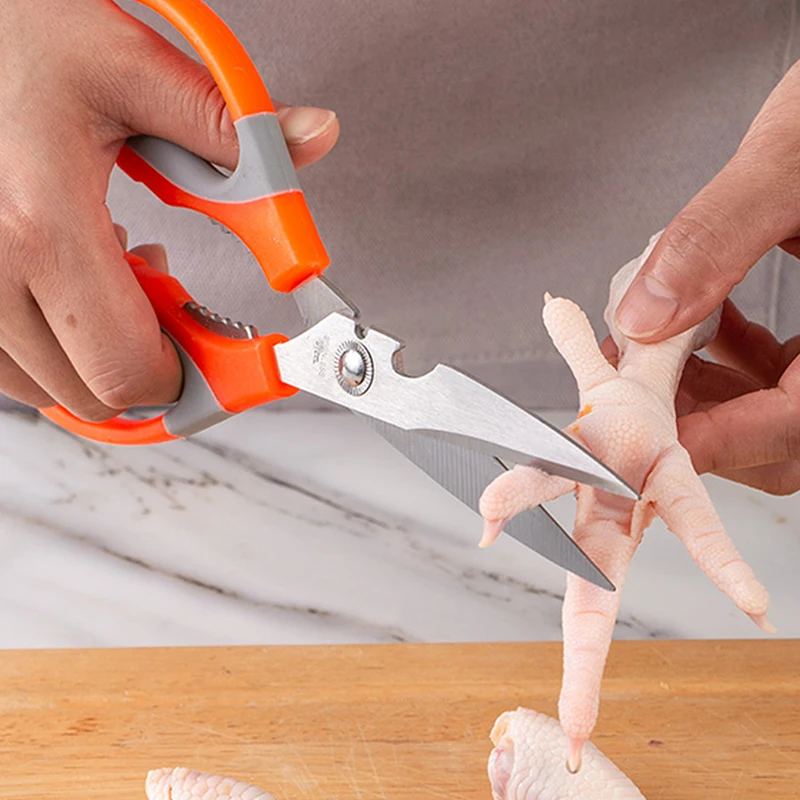 Multifunctional stainless steel household kitchen scissors chicken bone scissors barbecue strong scissors