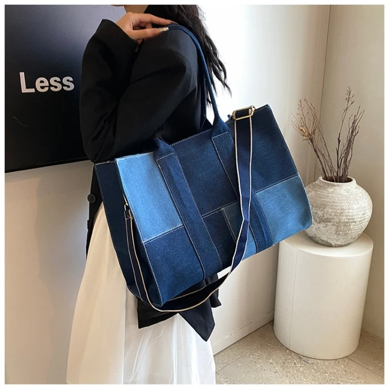 

Handbags for women 2025 new denim splicing tote bag high-quality large capacity shoulder bag designer commuter crossbody bag