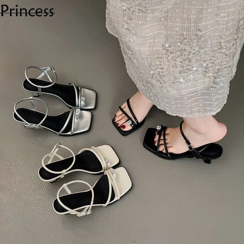 

Open Toed One Line For Women In 2024, New Fairy Style Matching Skirt With Transparent Strap Thin Heel High Hee, Clip Toe