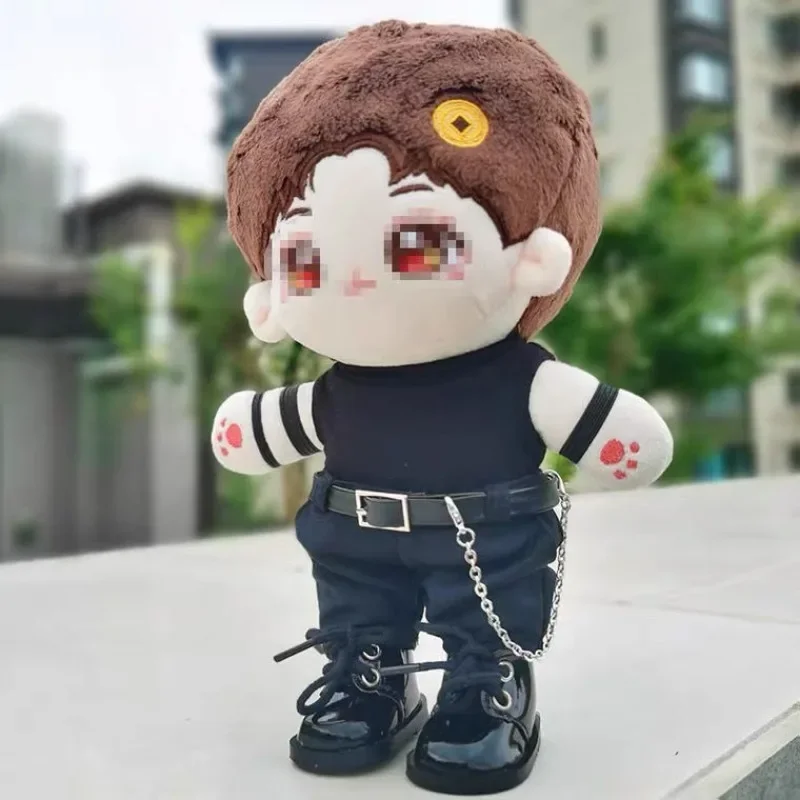 20CM baby clothes cool men's belt chain black vest high necked T-shirt cotton doll doll replacement