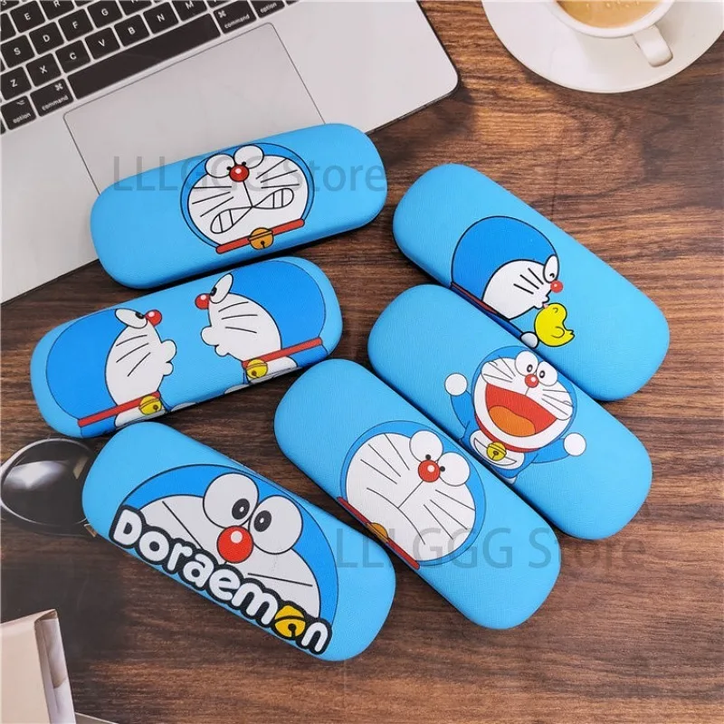 Doraemon óculos caso anime óculos de sol caixa de armazenamento pano masculino feminino protetor de óculos anti-pressão casos capa