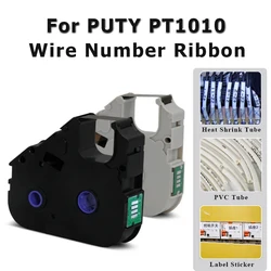 PUTY PT1010 Wire LINE Number Ribbons PT-10BK PT-10WE Waterproof Cable ID Heat Shrink PVC Tube carbon coding tape