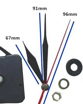 Piezas y accesorios de reloj de pared de cuarzo, mecanismo, piezas de reparación DIY, manos negras con gancho, 50 unids/lote