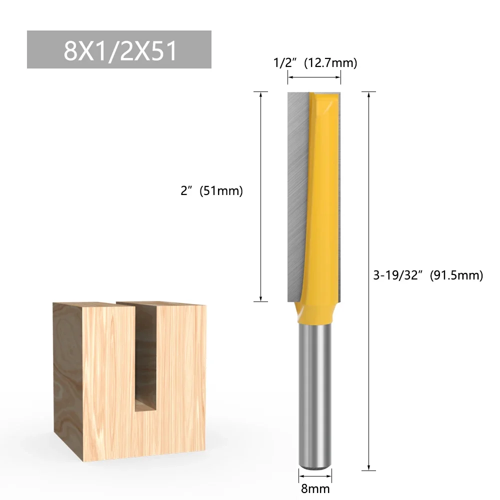 AURWOF 1 Stück 8 mm Schaftfräser zur Bodenreinigung, verlängerter langer Holzfräser, gelb, C080061 – Detail 9
