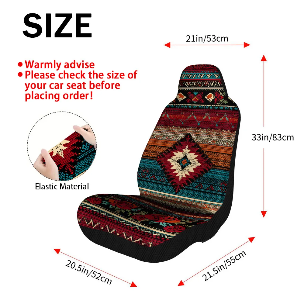 2pcs Stylish Colorful Geometric Stripes Car Seat Covers | Soft, Easy To Clean, Polyester Fiber, Universal Fit, Machine Washable,