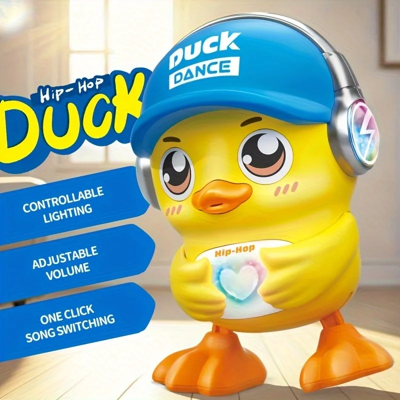 Elektrisch dansend eendspeelgoed, muzikaal speelgoed met verlichting, kinderfeestartikelen, kamerdecoratie, schattig geel eendspeelgoed met hoed