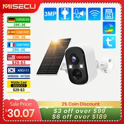 MISECU Tuya 3MP WIFI Security Battery Camera with Solar Panel Wireless Outdoor Human Detect Surveillance IP Camera Color Night