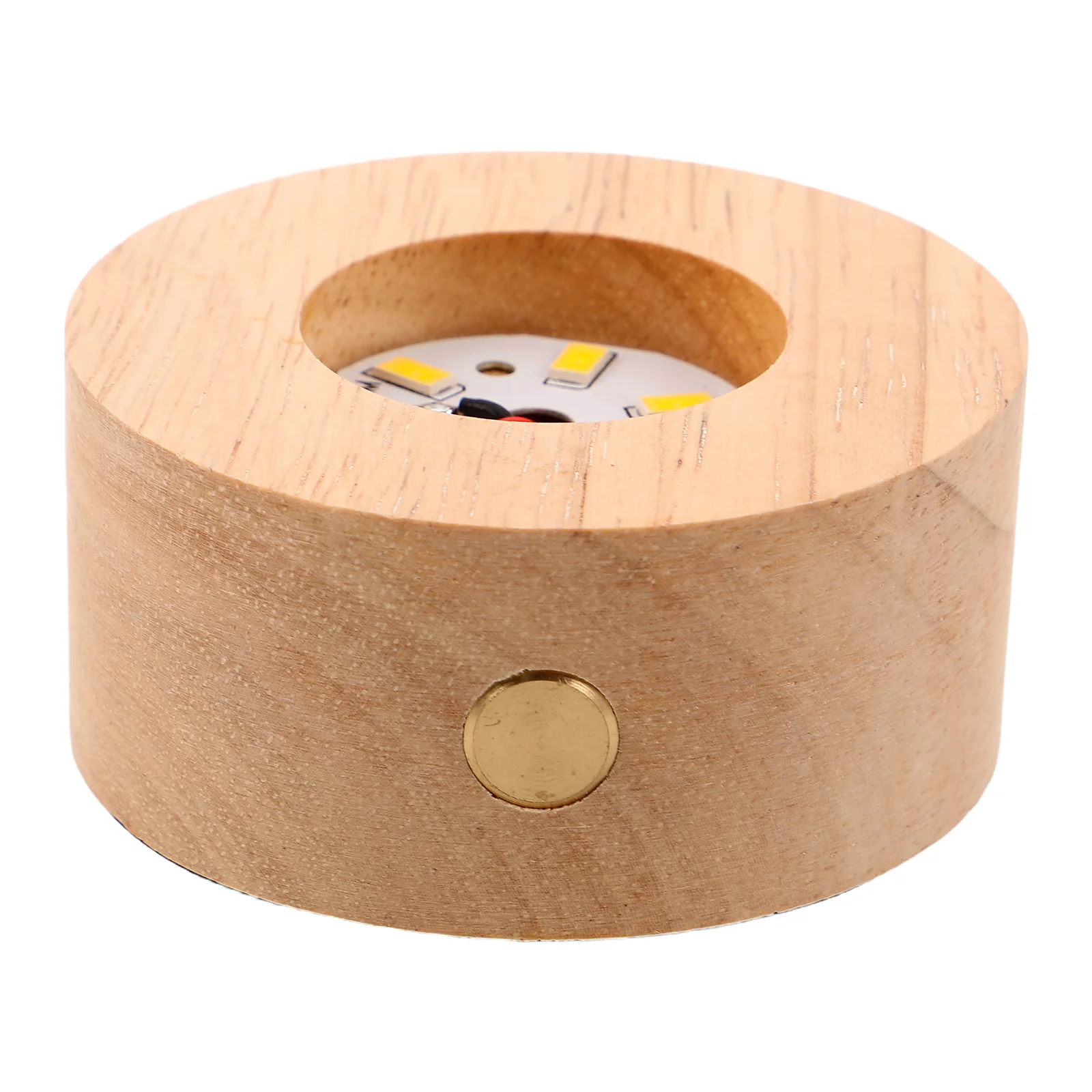 Drewniana podstawa pod lampę LED, okrągła, 8 cm, ładowalna, z litego drewna, stojak na kryształową kulkę, dekoracyjna podświetlana podstawa drewniana.