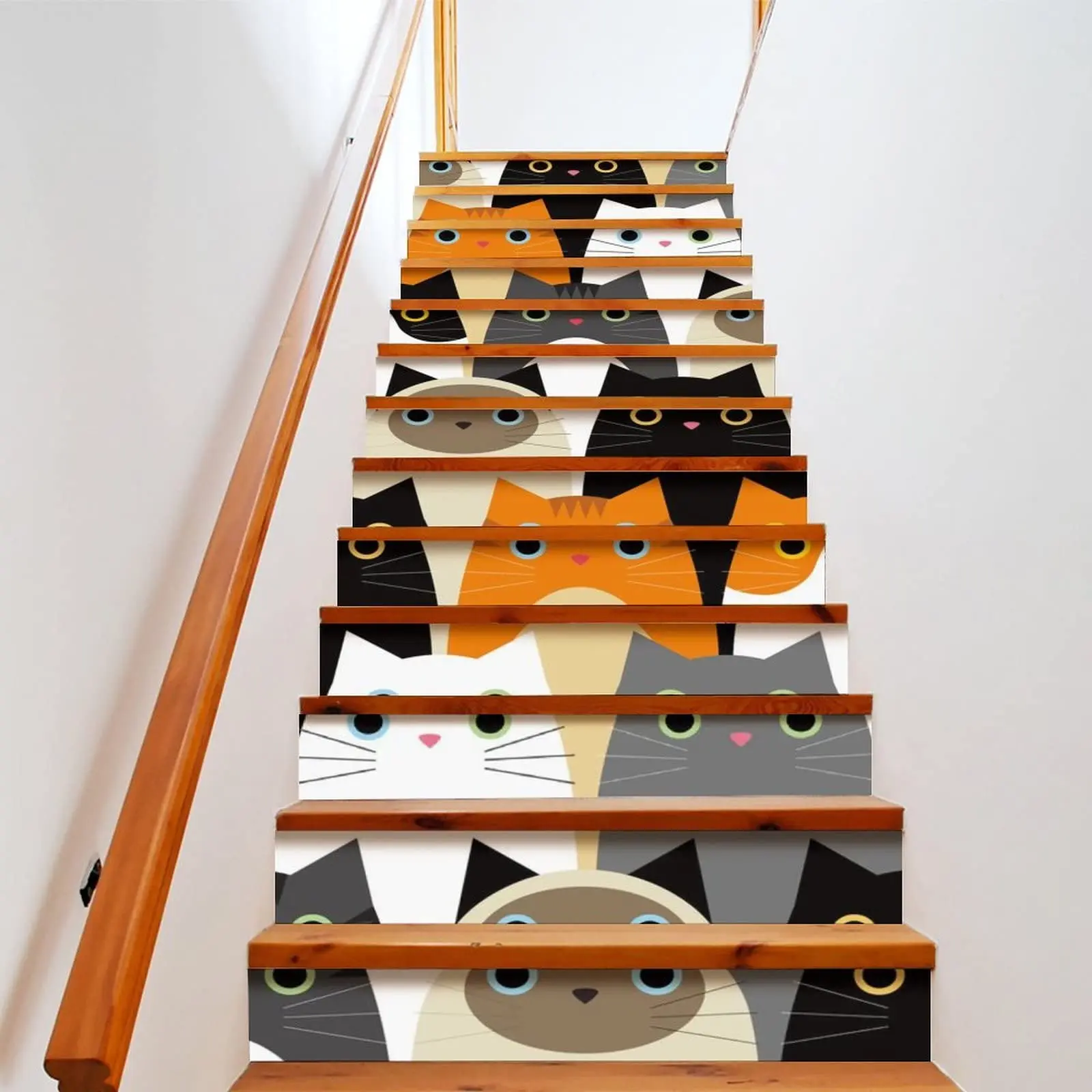 Cartoon Cats Stair Stickers Many Lovely Kitty Stairs Riser Decals Self-adhesive Pet Animal Staircase Murals Indoor Steps Decor