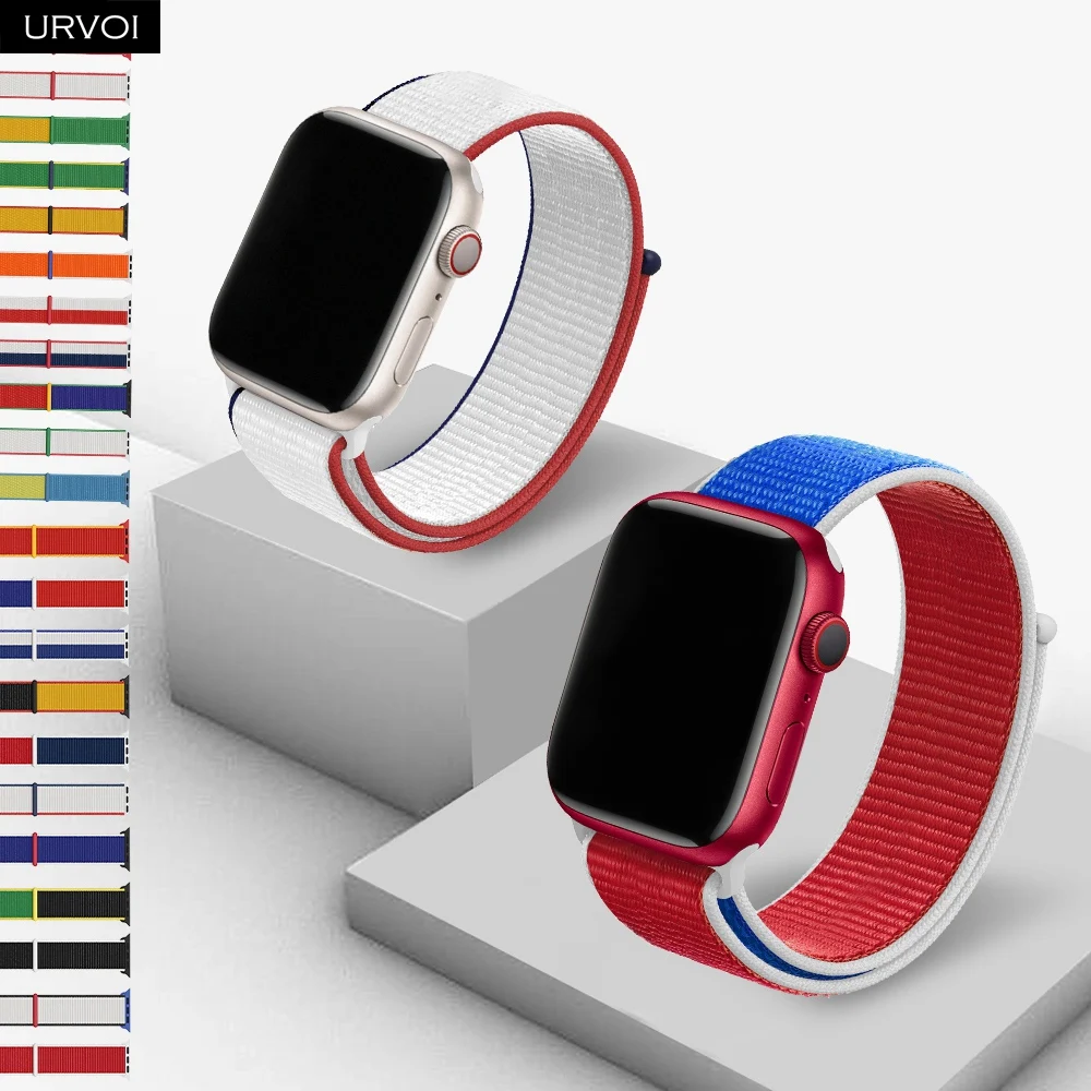 URVOI Sport Loop für Apple Watch Ultra 3 2 Series 11 10 9 8 7 SE3 Nylonarmband für iWatch mit Klettverschluss, nationales Design, 46 49mm