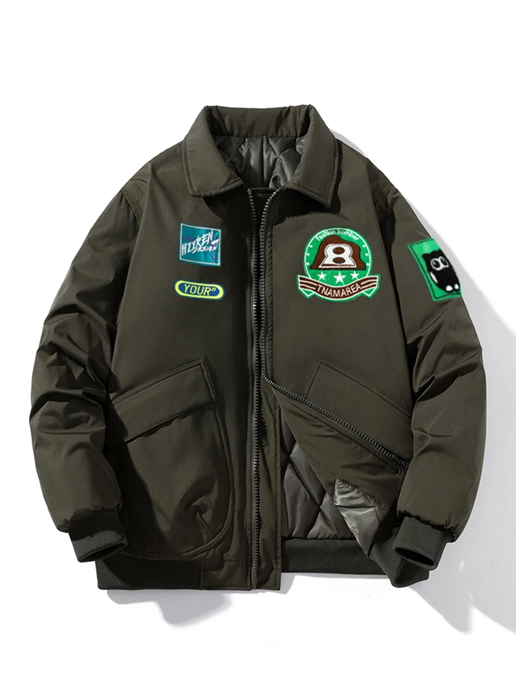 

Американская рабочая одежда в стиле ретро, мужская куртка для пилота ВВС, зимнее хлопковое пальто с воротником Thiened, бейсбольное пальто, молодежная мода