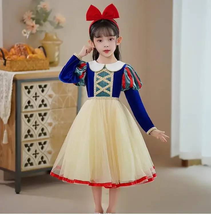 Snow White Fancy Dress Girls Costume Kids Carnival Christmas Party Princess Children Birthday Snow White Cosplay Dress for Girls