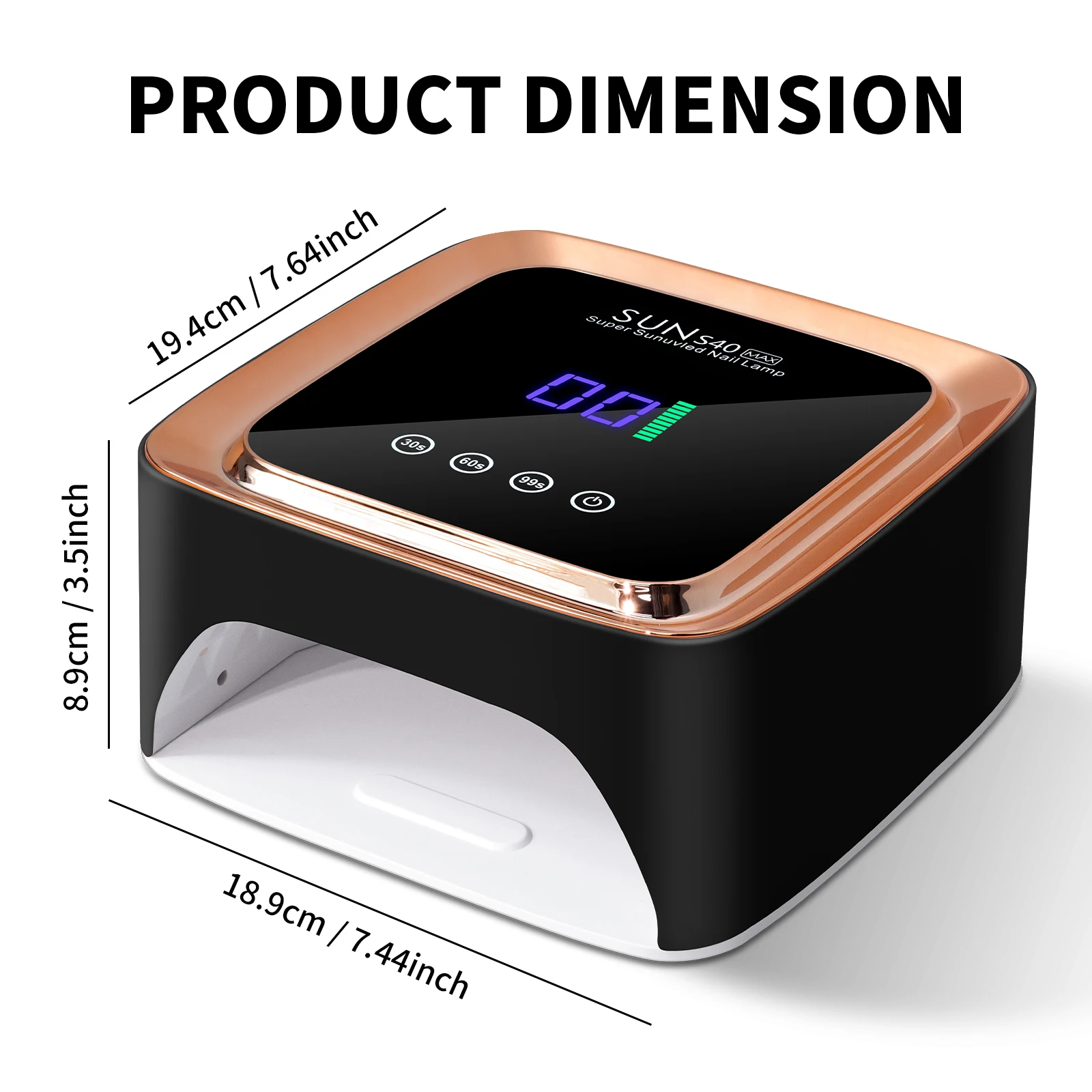 57 Lampada per unghie UV LED Asciugacapelli gel ricaricabile con timer Sensore automatico Display LCD Strumento luminoso per manicure a grande schermo