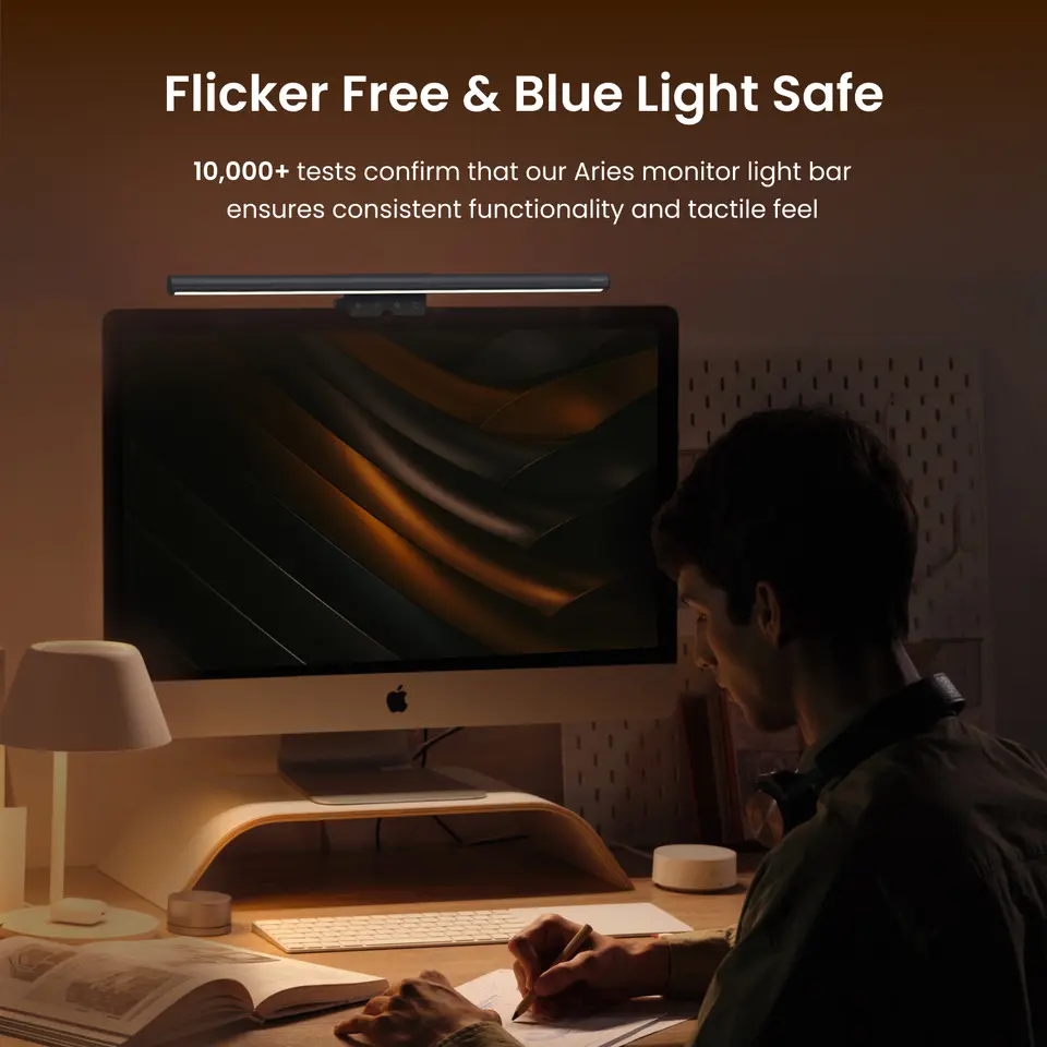 Yeelight Aries Monitor Light Bar Ra95 Eye-Care Stepless Dimming 2700K-6500K USB-C Screen Lamp 43cm Curved Compatible - 6