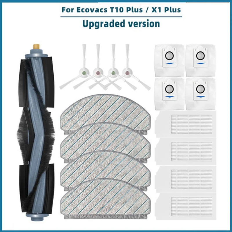 Ecovacs X1 플러스 T10 플러스용 로봇 진공 교체 예비 부품, 메인 사이드 브러시 헤파 필터 먼지 봉투 걸레 헝겊 커버