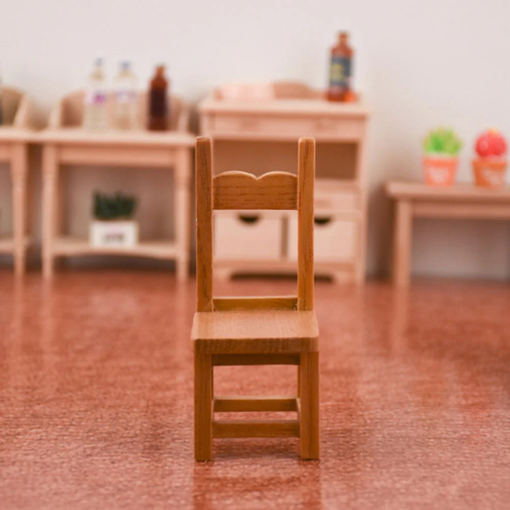 2 Pcs Chair Ornament Mini Furniture Chairs Miniature Crafts Wooden Models Decor Armchair Individual