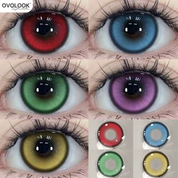 OVOLOOK-2pcs/pair Cyber Series Halloween Colored Contact Lenses for Makeup Eyes Big Pupils Red Contact Lenses Brown Lens Myopia