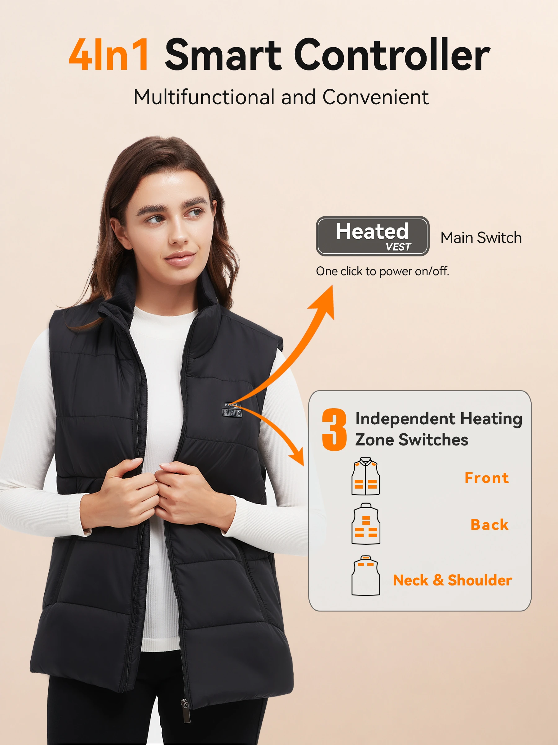 Heated Vest for Men Women, 10000mAh Rechargeable Battery Operated Heating Vest, 20H Long Lasting Warm Lightweight Windproof Vest, 8 Heating Panels Adjustable Temperature for Outdoor Indoor Camping Hiking Fishing Daily Wear