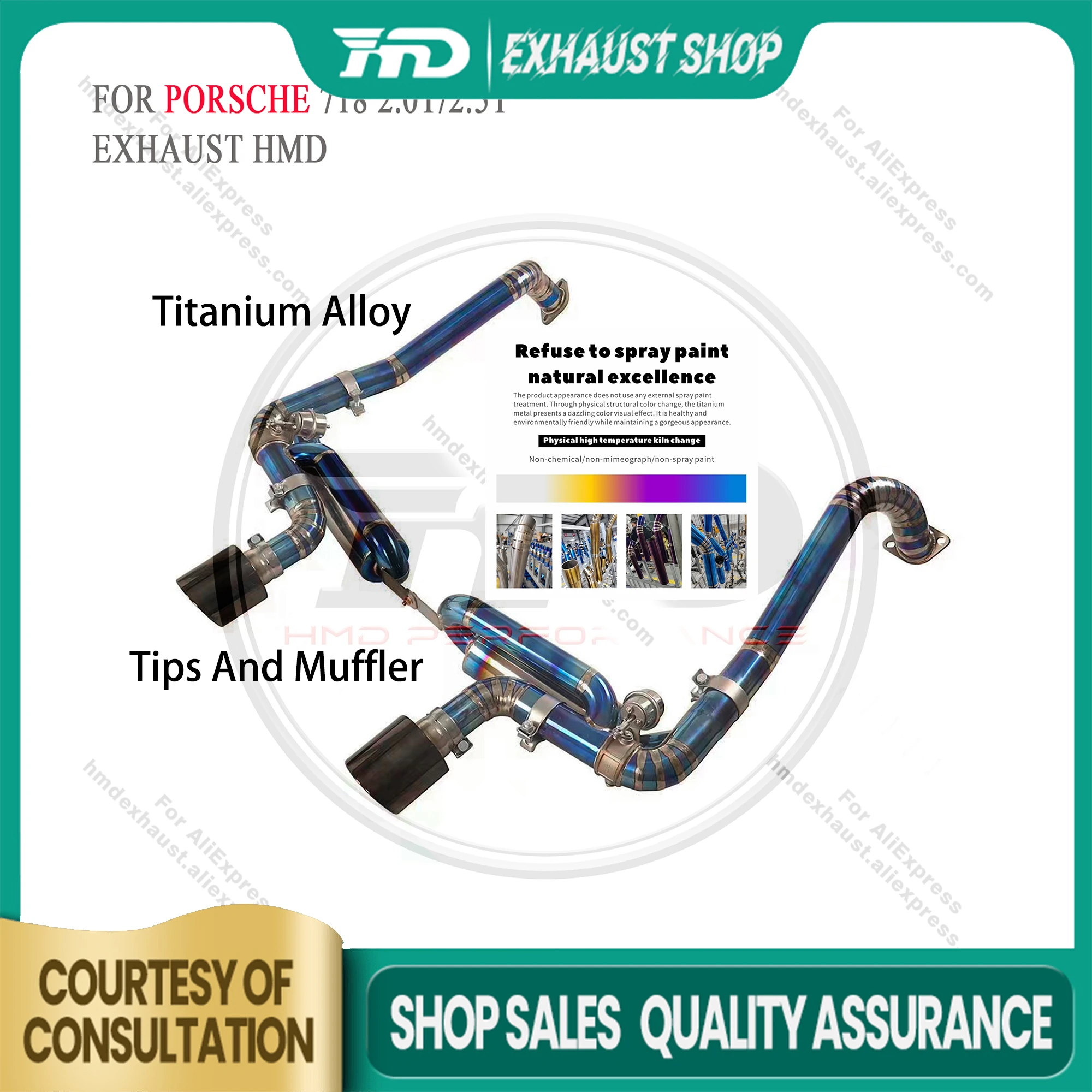 

High Quality Catback For Porsche 718 Upgrade GT4 Titanium Alloy Exhaust System Vacuum Valve Muffler Tips Non-destructive HMD
