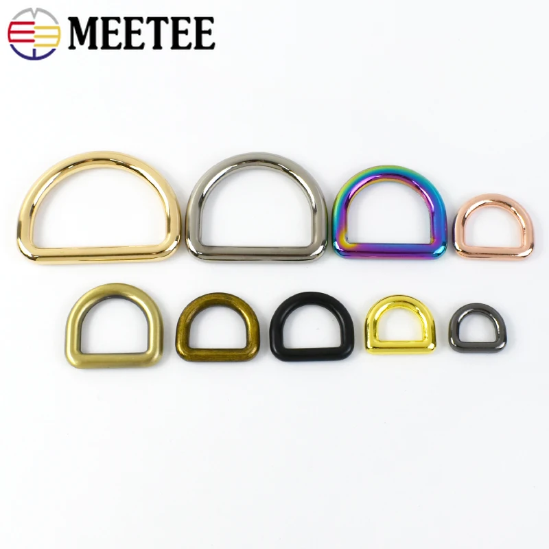 10Pcs Seamless Metal D Rings Buckles for Bags Purse Strap Pet Dog Collar Hardware Backpack Webbing Ring Clasp Sewing Accessories