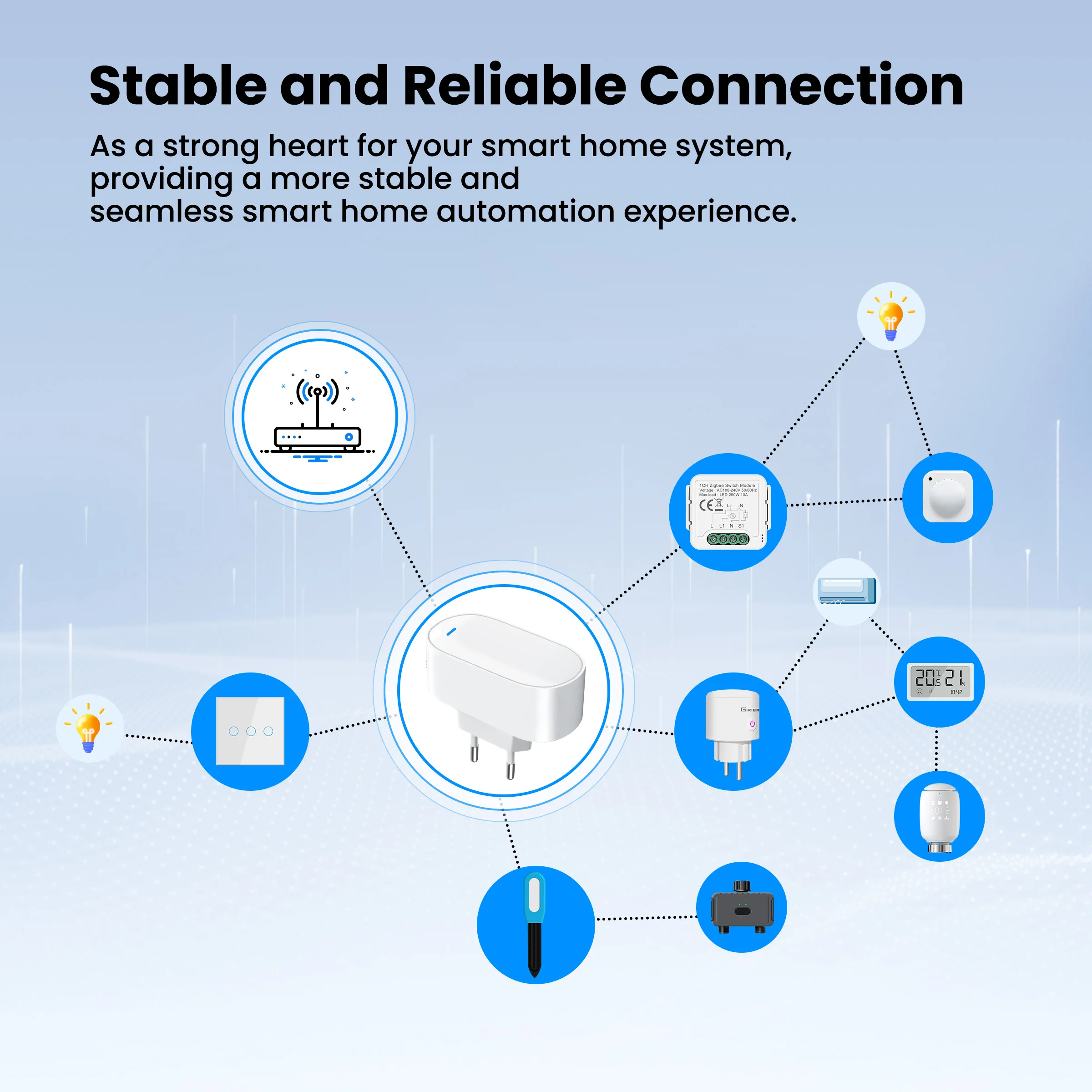 GIRIER Tuya ZigBee Gateway Hub Plug-in Type Multi-mode ZigBee Gateway Bridge Bluetooth Mesh Hub Supports Smart Home Automation