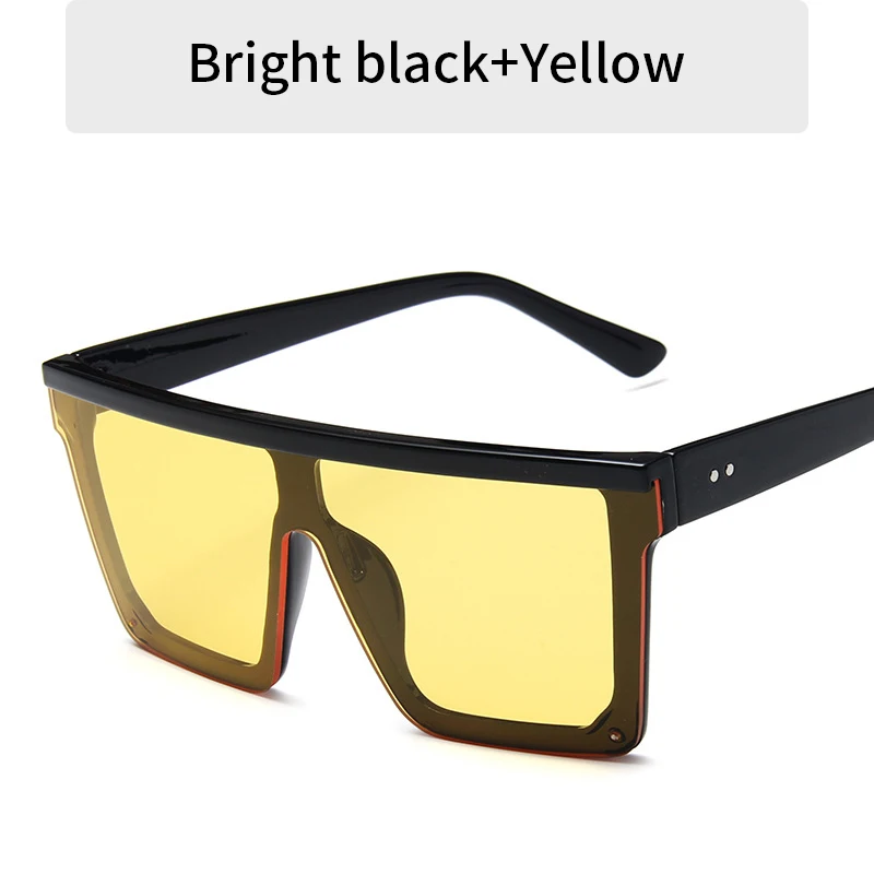 2023 Vintage Male Flat Top Sunglasses Men Brand Black Square Shades UV400 Gradient Sun Glasses For Women Cool One Piece Designer