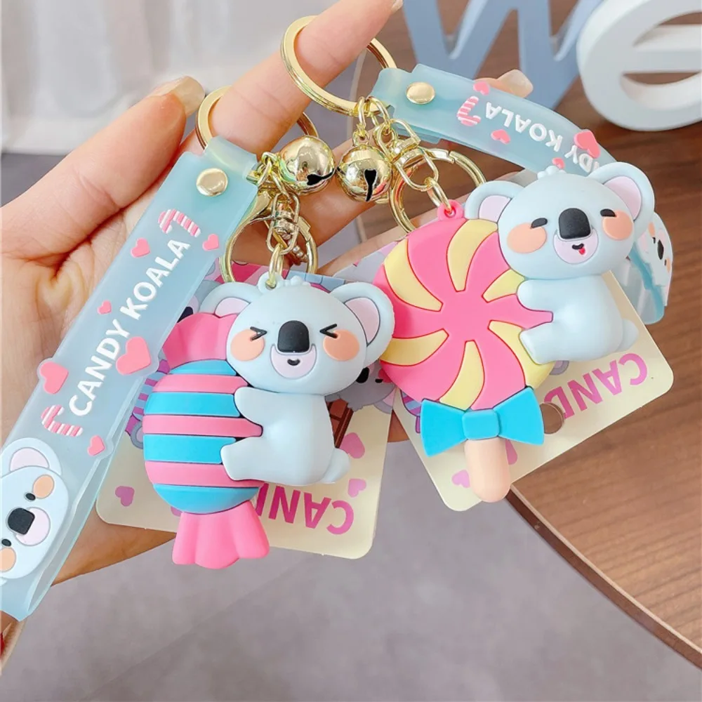 Cartoon Koala Bear Candy Couple Doll Silicone Keychain Creative Trend Cute Girl Heart Soft Rubber Key Chain Pendant