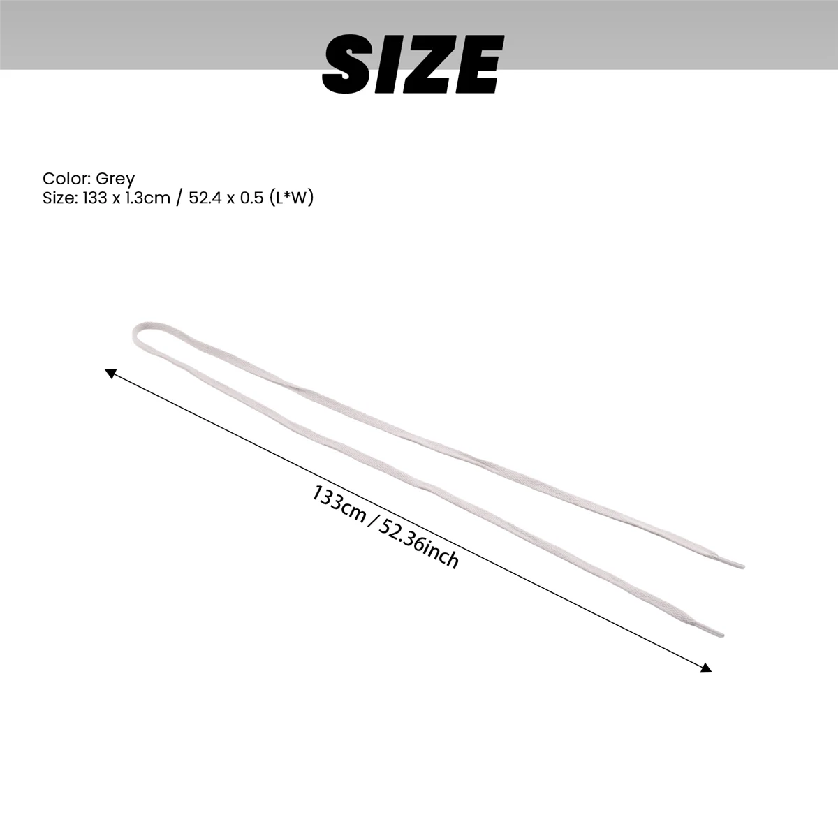 FZFZ Trainers Ujung Plastik 52.4 Tali Sepatu Lebar Datar Abu-abu Panjang 2 Buah