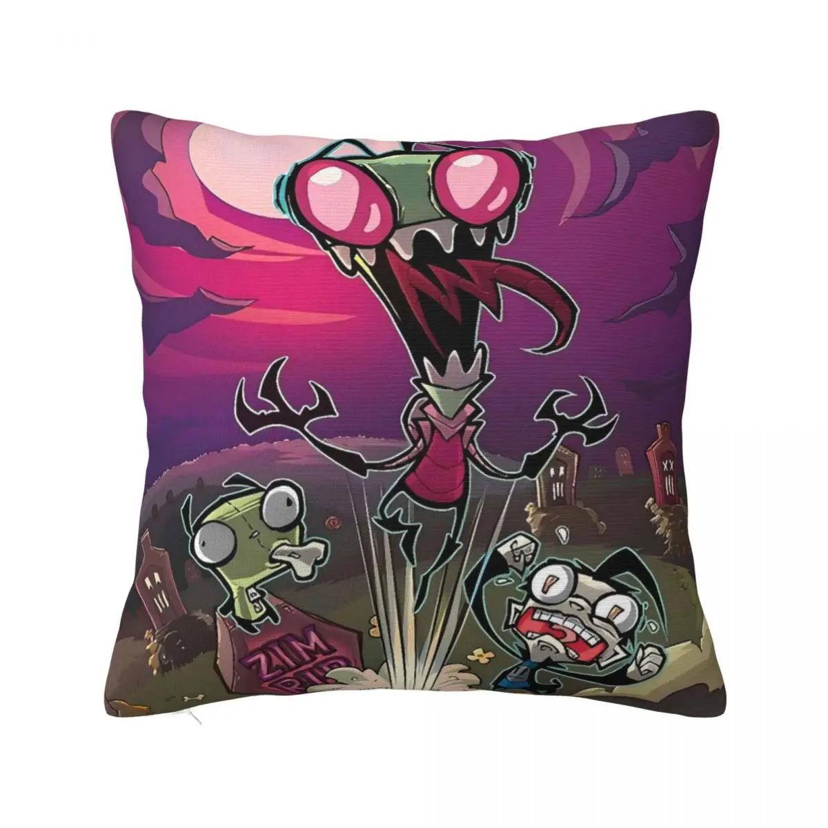 Pillow Cover Cartoon Invaders Zims Aliens Graphic Cushion Cover Funny Pillow Case For Sofa Bedroom Home Decor Pillowcases