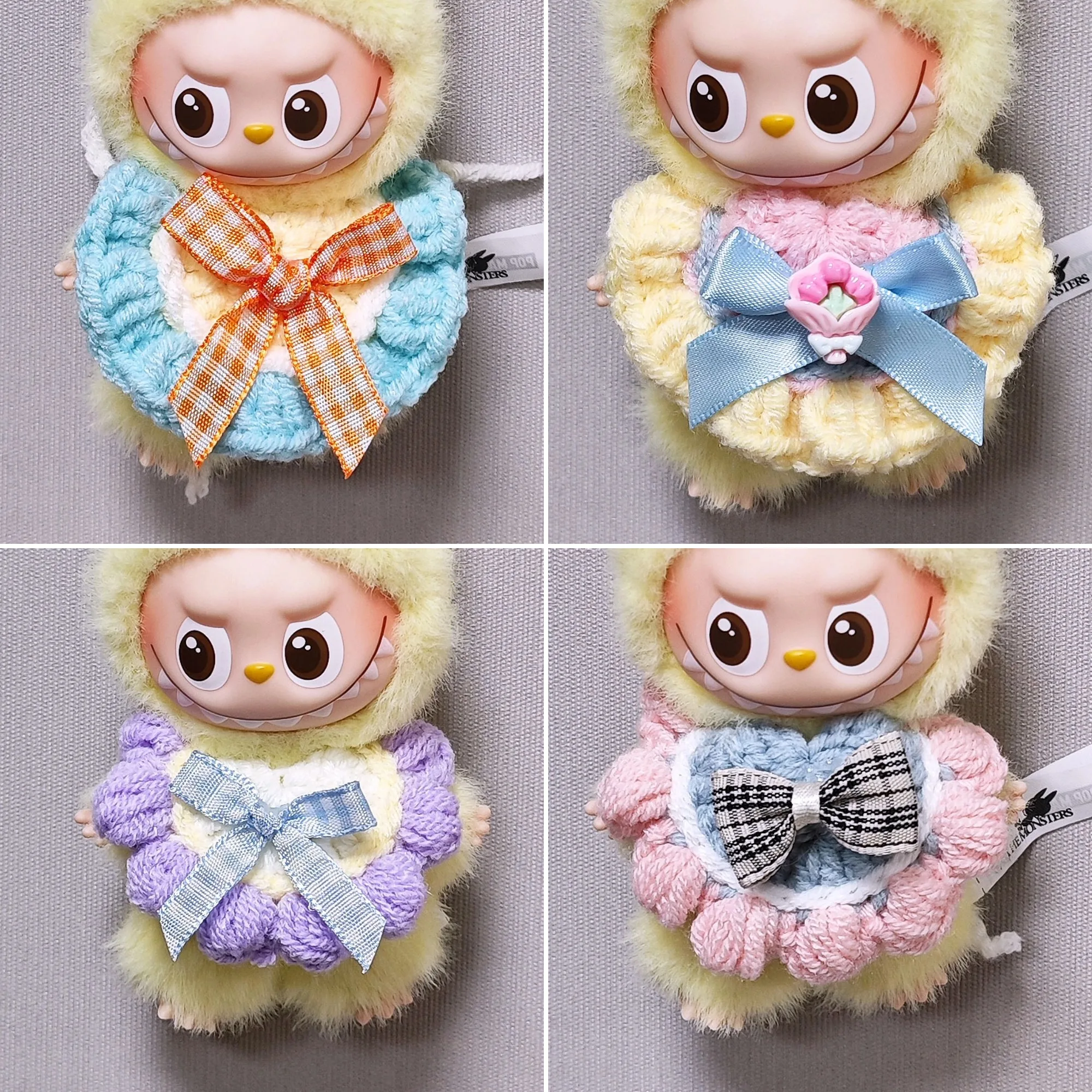 

Clothes/Accessories For 10cm Mini Labubu 4th Generation Dolls Cute Hand-Knitted Flower Bow Bib