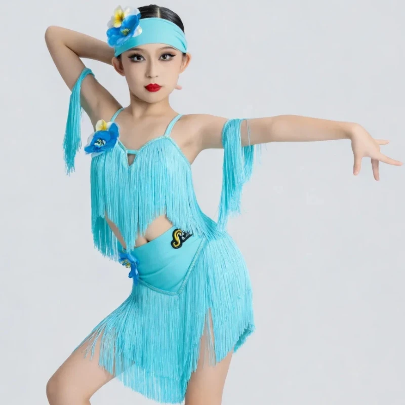 

New Girls Latin Dance Kids Competition Salsa Costume Dress Latin Dance Clothes Child Cha Cha Rumba Ballroom Tango Dresses