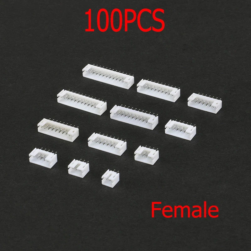 100PCS PH2.0 2/3/4/5/6/7/8/9/10 Pin Male Plastic Shell Housing+Female Socket Wire Connector