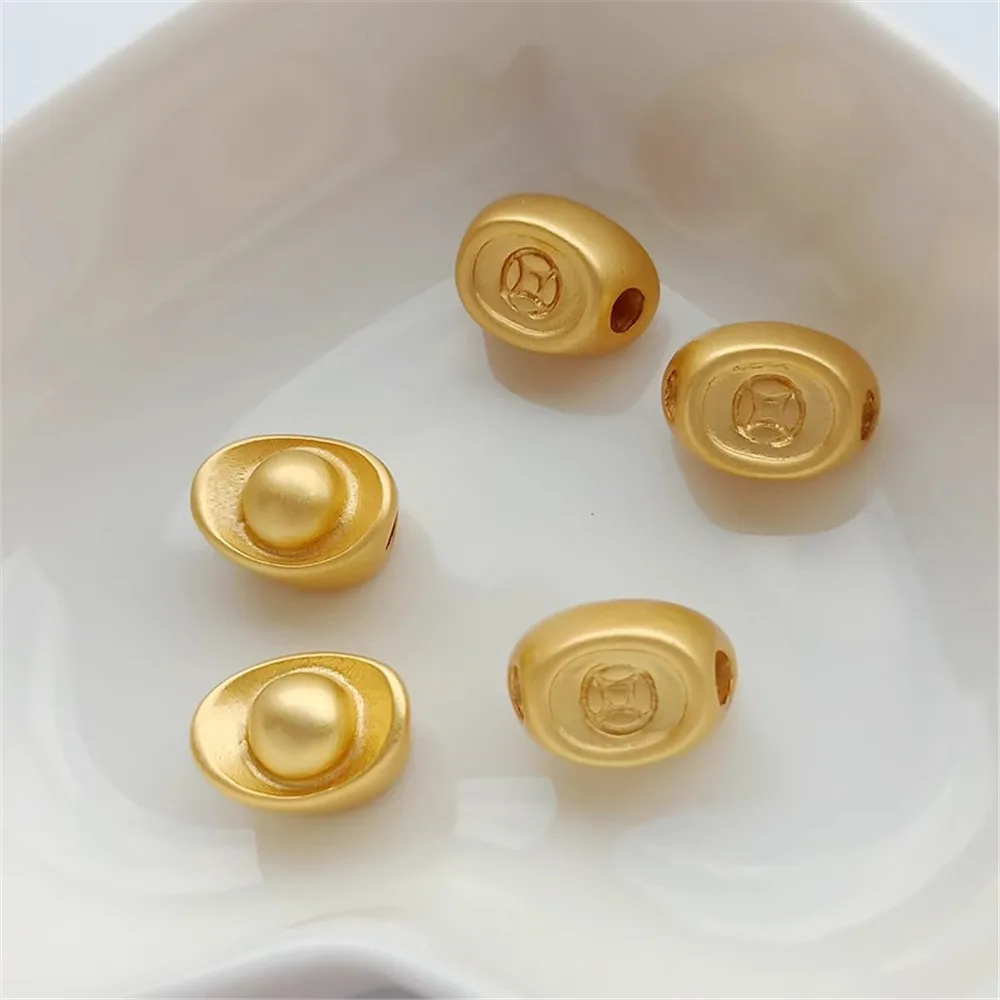 18k Gold-plated Sand Gold Matte Intaglio Through-hole Bracelet, Handcrafted DIY Jewelry Accessory for Attracting Wealth
