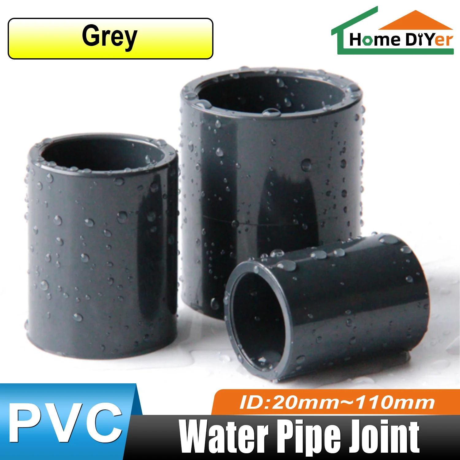 

20mm -110mm Black PVC Pipe Connector Straight Head Aquarium Drain Fittings Garden Irrigation DIY Accessories
