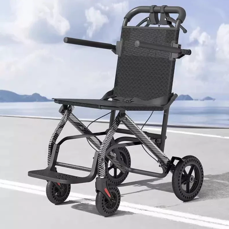 

Ultralight Foldable Wheelchair, Small Senior Travel Pushchair, Airplane Portable Mobility Chair, Honeycomb Shock Absorbing Wheel