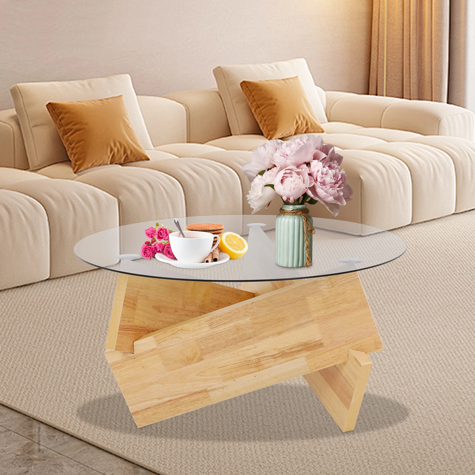 Modern SideTable Side Table with Tempered Glass Top End Table image 5