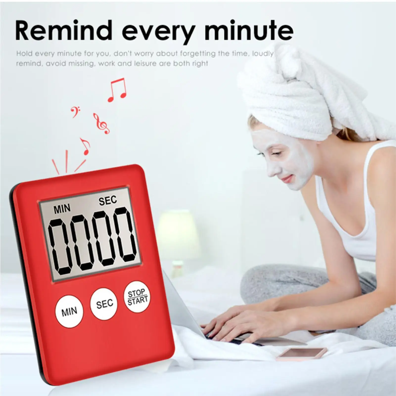 LED Digital Timer Clear Display Loud Sound Countdown Reminder Device Multifunctional For Kitchen Cooking Study Classroom Daily